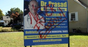 Racist graffiti sprayed on Edison mayoral candidate’s campaign signs