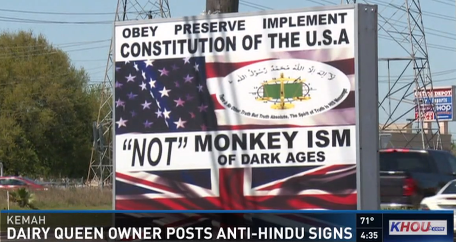 HHR Video : Dairy Queen owner displays anti-Hindu sign