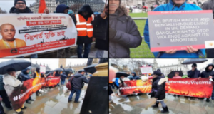 Protest Held Outside UK Parliament Demanding Labour Govt To Take Action Over Hindu Persecution In Bangladesh