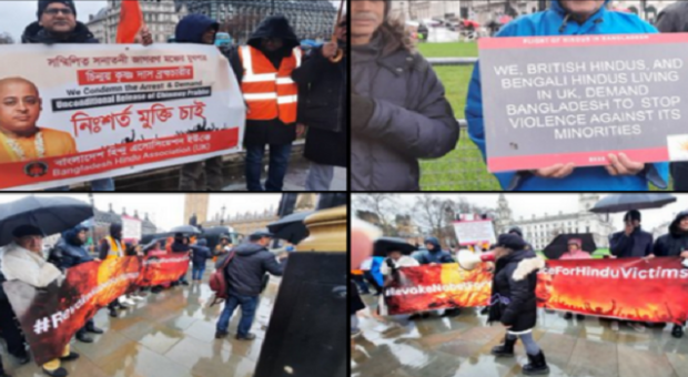 #htmlcaption_49251 Protest Held Outside UK Parliament Demanding Labour Govt To Take Action Over Hindu Persecution In Bangladesh