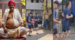 President Macron Jogging On Indian Streets While Indian Leaders Expanding Their Potbellies