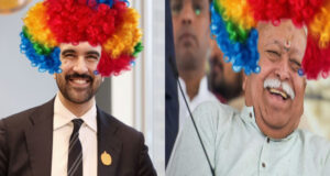 Video – Mayor Cringe Smile Clown Mamdani Upset Over RSS Potbelly Clown Bhagwat’s Visit To New York