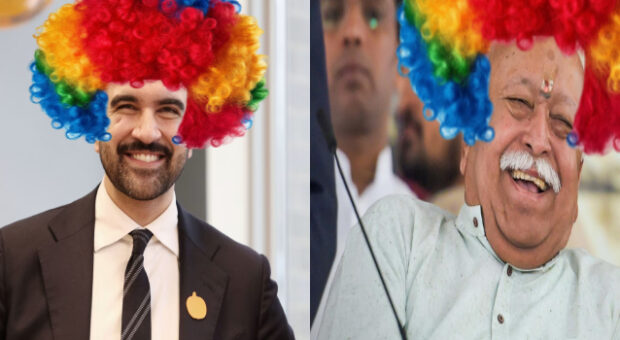 Video – Mayor Cringe Smile Clown Mamdani Upset Over RSS Potbelly Clown Bhagwat’s Visit To New York